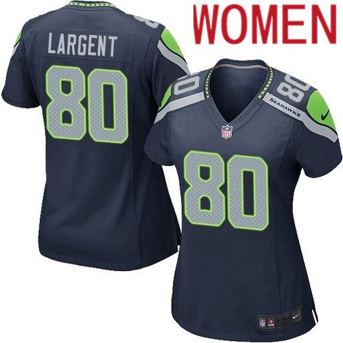 Women Seattle Seahawks #80 Steve Largent Nike Navy Game NFL Jersey->women nfl jersey->Women Jersey
